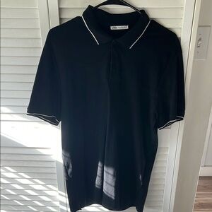 Zara Men's Black Polo Shirt
